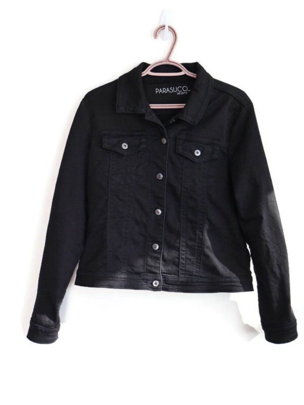 Black Stretchy Jean Jacket, Size M, PARASUCO Jeans